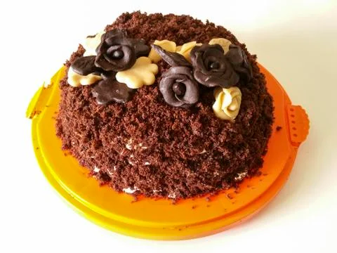 Chocolate flower cake Stock Photos