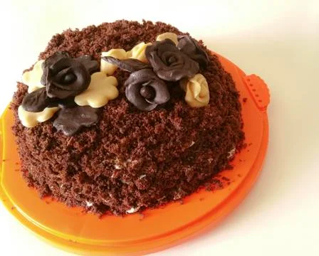 Chocolate flower cake Stock Photos