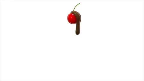Chocolate flowing on cherries Видео 145742880