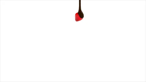 Chocolate flowing on strawberry Stock Footage 145811116