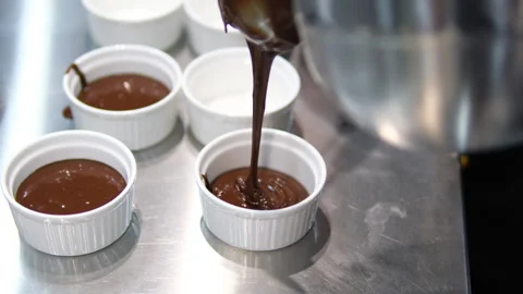 Chocolate fondant making process. Step by step mixing ingredients close up Stock Footage 280047428