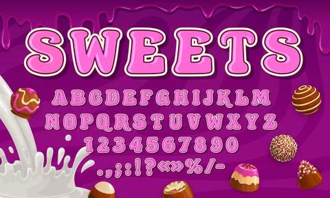 Chocolate font, candy and choco dessert food type 스톡 일러스트