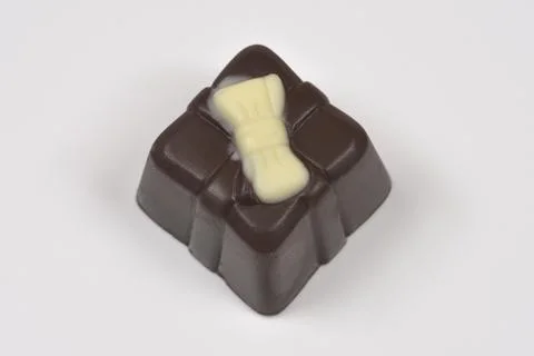 Chocolate Gift Box Praline on White Background High Angle View Stock Photos