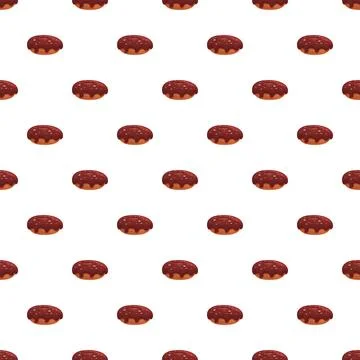 Chocolate glazed donut pattern creating sweet food background Stock Illustration