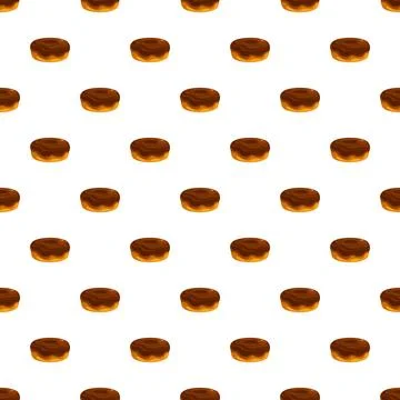 Chocolate glazed donut seamless pattern on white background Stock Illustration