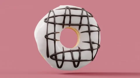 Chocolate glazed donut with sprinkles rotating on a grey background Stock Footage 258607776
