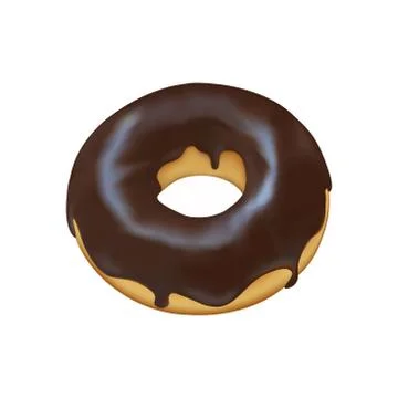 Chocolate glazed ring donut. Vector design isolated on white background. Stock Illustration