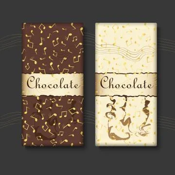 Chocolate with gold musical notes Stock Illustration