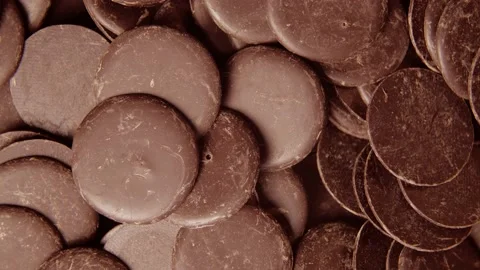 Chocolate granule chips, rotating super close-up top-down view Stock-Footage 147266514