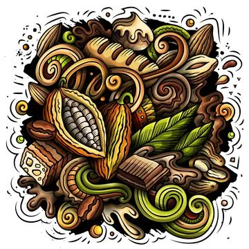 Chocolate hand drawn vector doodles illustration. Stockillustratie