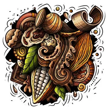 Chocolate hand drawn vector doodles illustration. Stock Illustration