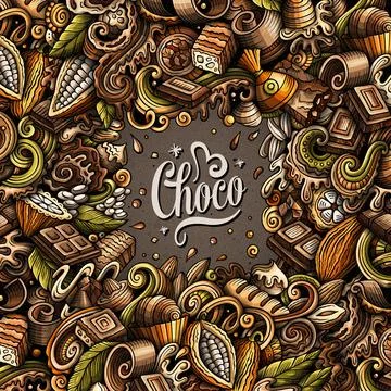 Chocolate hand drawn vector doodles frame Stock Illustration