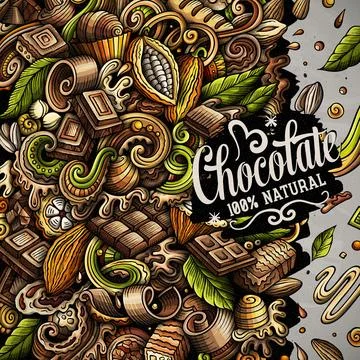 Chocolate hand drawn vector doodles frame Stock Illustration
