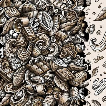 Chocolate hand drawn vector doodles frame 스톡 일러스트
