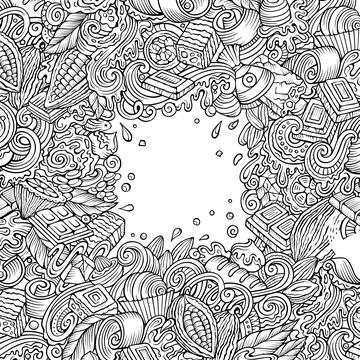 Chocolate hand drawn vector doodles frame Stock Illustration