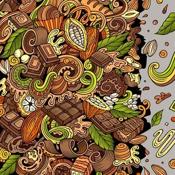 Chocolate hand drawn vector doodles frame 스톡 일러스트