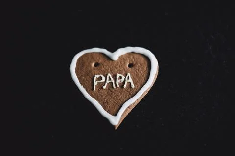 Chocolate handmade cookie with papa initials 스톡 사진