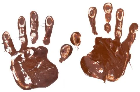 Chocolate hands print Stock Photos