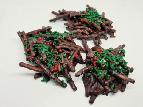Chocolate haystack, made with 'chow mein' noodles and dipped with chocolates  Stock Photos