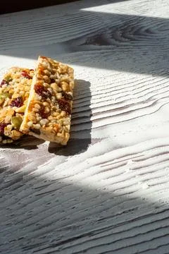 Chocolate hazelnut bar on white background in close-up Stock Photos