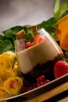 Chocolate hazelnut mousse Stock Photos
