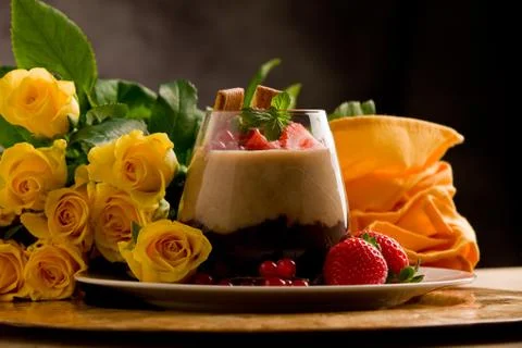 Chocolate hazelnut mousse Stock Photos