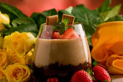 Chocolate hazelnut mousse Stock Photos