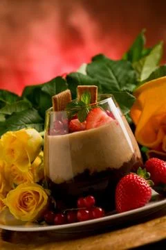 Chocolate hazelnut mousse Stock Photos