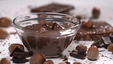 Chocolate Hazelnuts Cream Spread with Hazelnuts Stock Footage 110844388