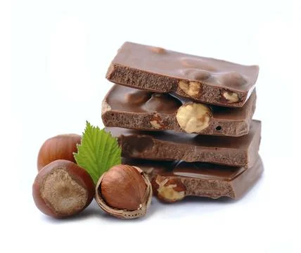 Chocolate with hazelnuts isolated Stock Photos