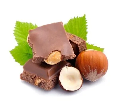 Chocolate with hazelnuts . Stock Photos