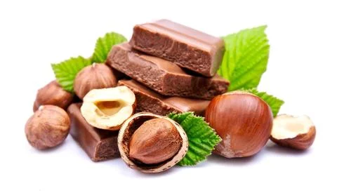 Chocolate with hazelnuts Stock Photos