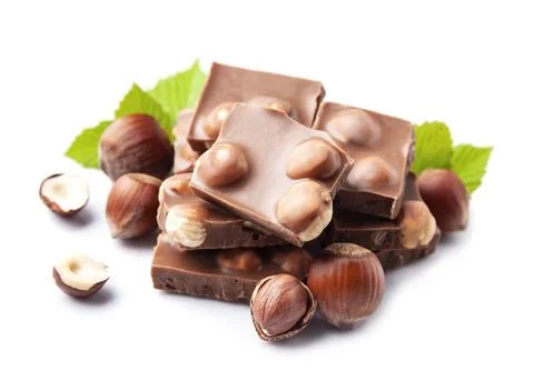 Chocolate with hazelnuts Stock Photos