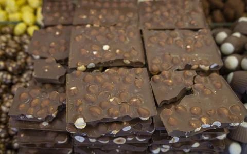 Chocolate With Hazelnuts Stock Photos