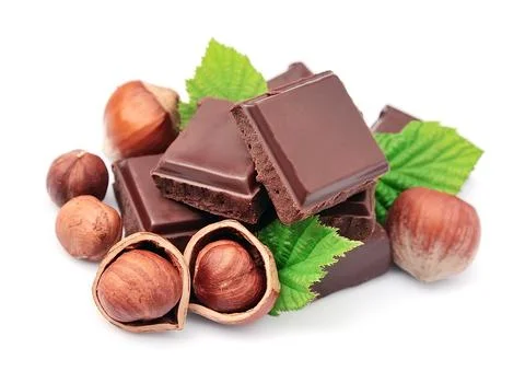 Chocolate with hazelnuts Stock Photos