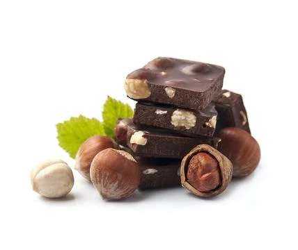 Chocolate with hazelnuts Stock Photos