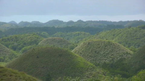 Chocolate hills on Bohol island in the Philippines Stock Footage