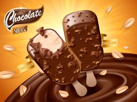 Chocolate ice bar ad 스톡 일러스트