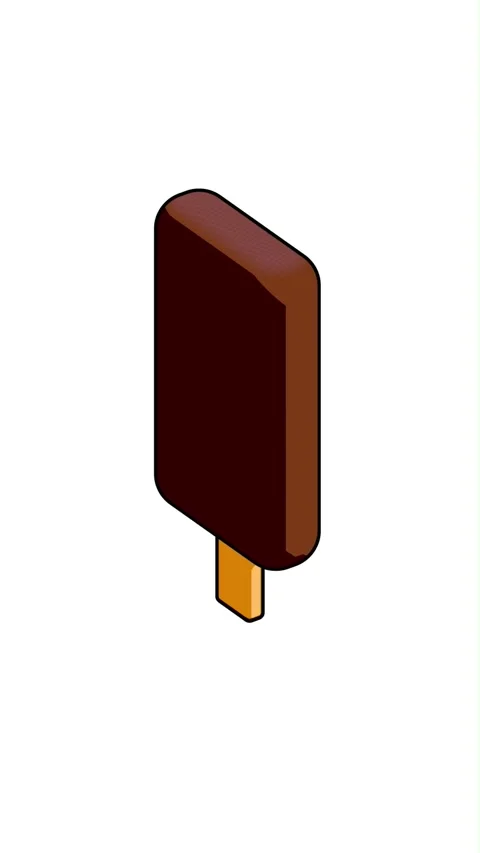 Chocolate Ice Cream Popsicle Spinning on White Background – 3D Animation Stock Footage 345288069