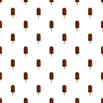 Chocolate ice cream popsicles creating seamless pattern on white Stock Illustration
