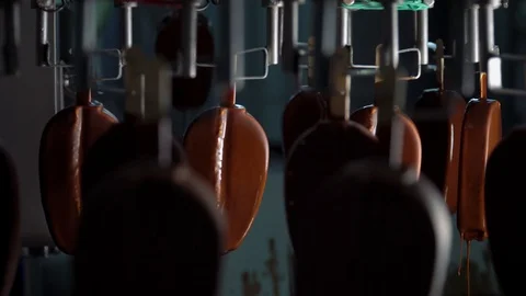 Chocolate Ice-cream production line. Desserts on conveyor belt. Food production Stock Footage 120472753