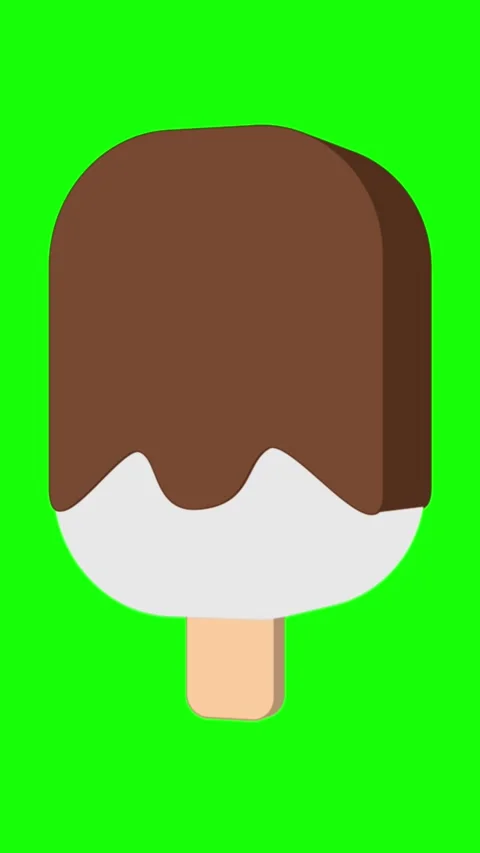 Chocolate Ice Cream Rotating in Flat 3D Style Vertical Green Stock Footage 311320643