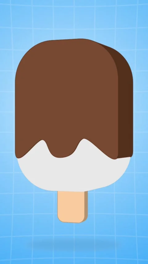 Chocolate Ice Cream Rotating in Flat 3D Style Vertical Stock Footage 311320645