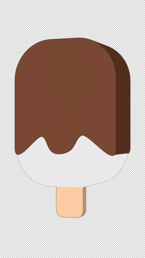 Chocolate Ice Cream Rotating in Flat 3D Style Vertical Alpha Stock Footage 311320648