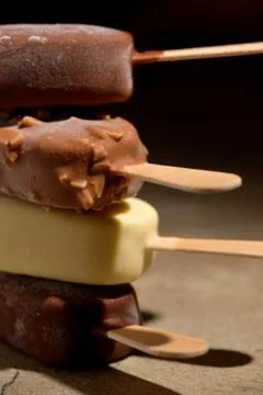 Chocolate ice cream set Stock Photos
