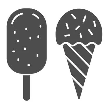 Chocolate ice cream solid icon, Chocolate festival concept, sweet summer dessert Stock Illustration