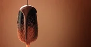 Chocolate Ice Cream On A Stick And Liquid Chocolate Covered It. Different Stock Footage