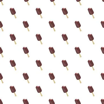 Chocolate ice cream on stick pattern cartoon style Stock Illustration