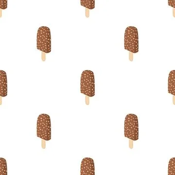 Chocolate ice cream on a stick pattern seamless vector Illustrazione stock