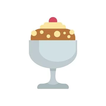 Chocolate ice cream sundae standing on white background Stock Illustration